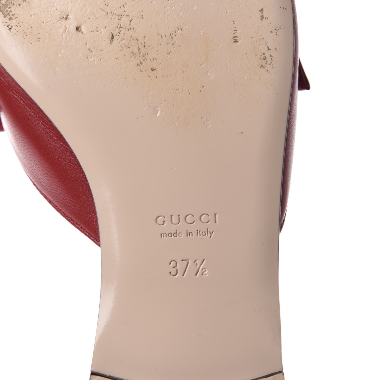 Gucci Nappa Queen Margaret Flat Slide Sandals 37.5 Hibiscus Red 8 of 11