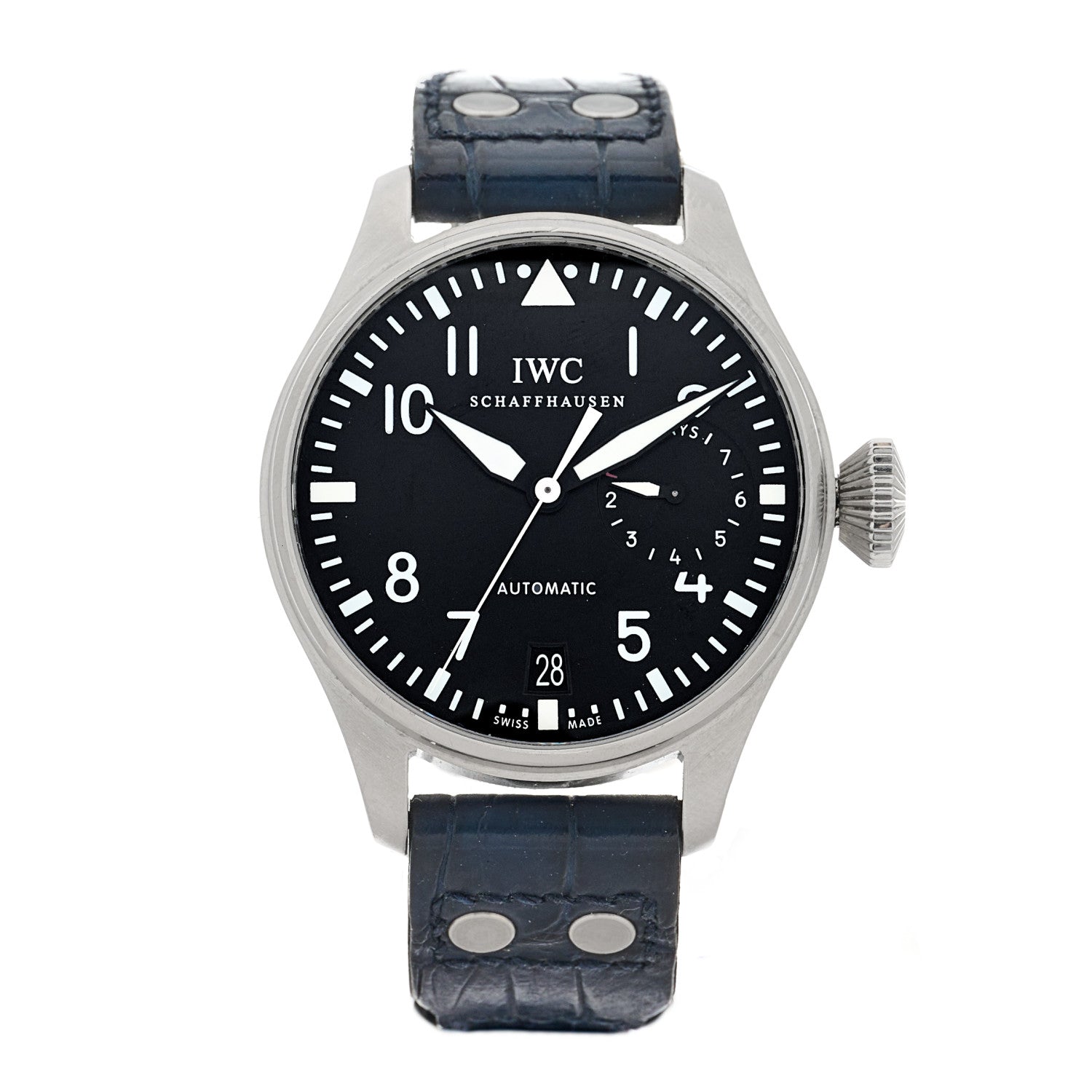 IWC Stainless Steel Alligator 46mm Big Pilot 7 Days Automatic Watch Black IW500401 1 of 3