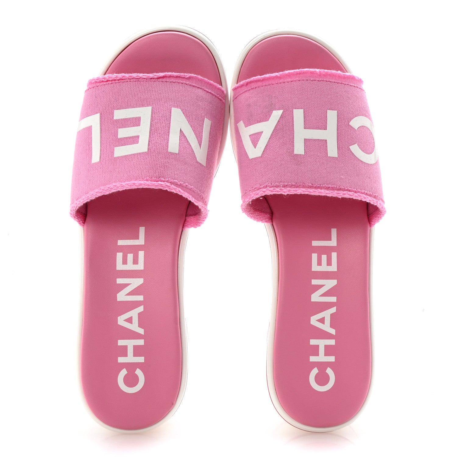 Chanel Cotton Logo Mule Sandals 40 Pink White 2 of 10