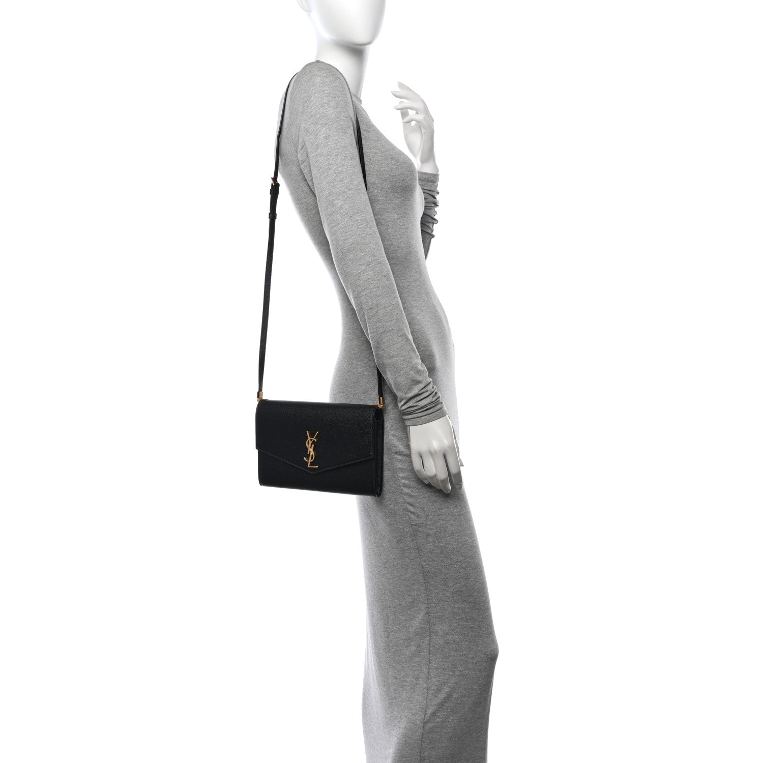Saint Laurent Grain de Poudre Mini Uptown Crossbody Bag Black 2 of 14