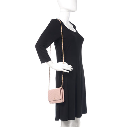 Chanel Calfskin Chevron Quilted Wallet On Chain WOC Pink 2 of 10