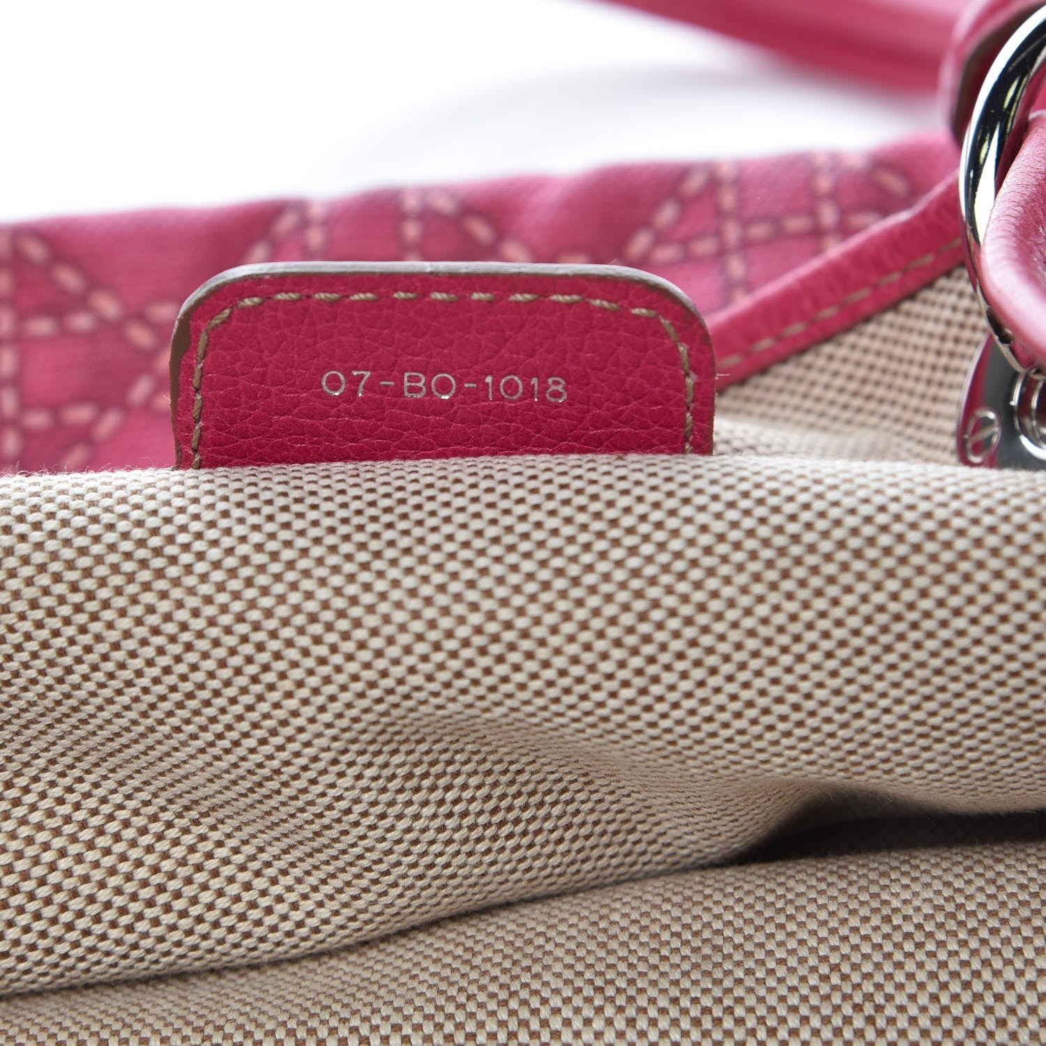 Christian Dior Coated Canvas Cannage Print Cherie Tote Pink 8 of 12