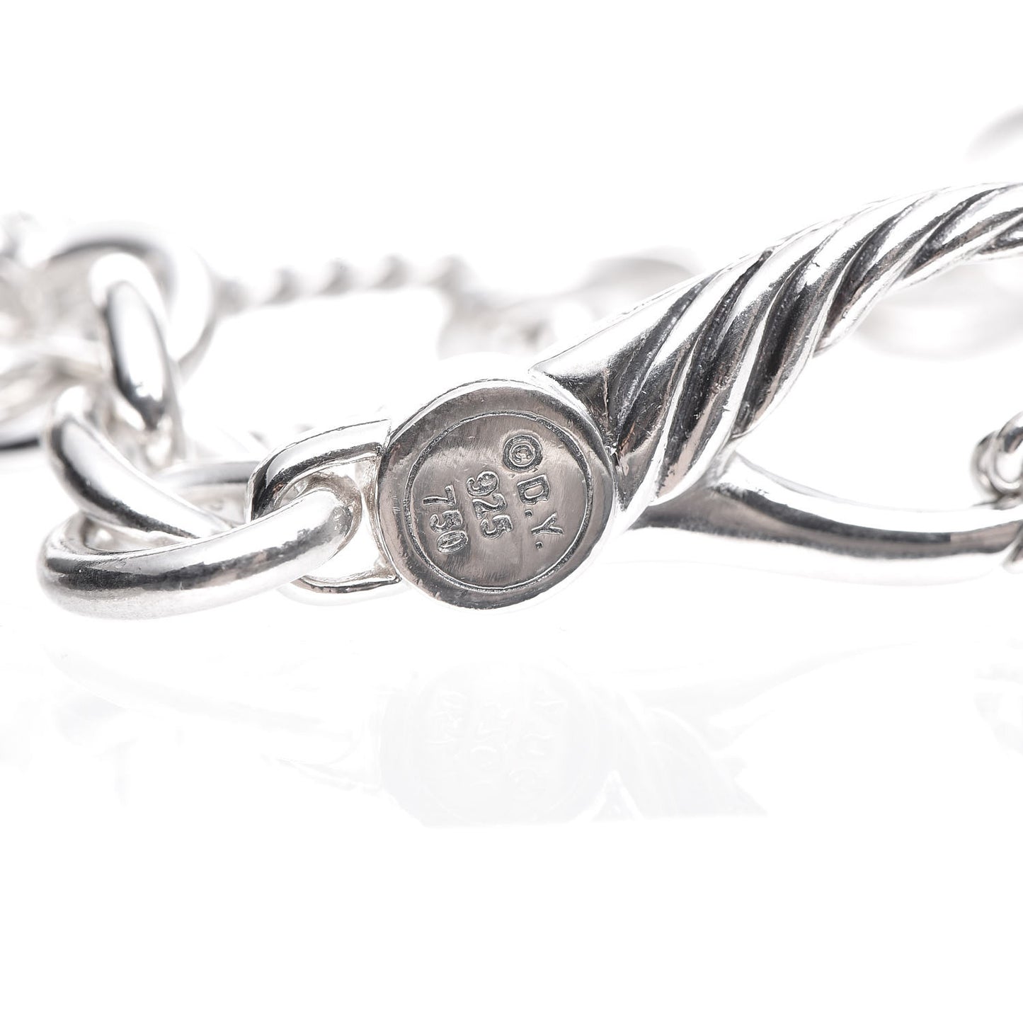 Sterling Silver 18K Yellow Gold Carved Cable Disc Bracelet