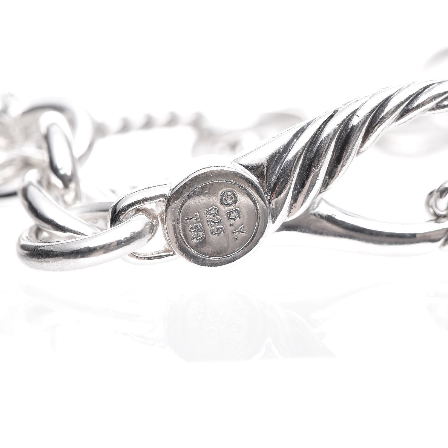 David Yurman Sterling Silver 18K Yellow Gold Carved Cable Disc Bracelet 6 of 7