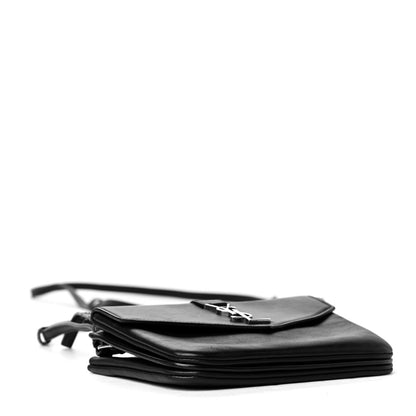 Saint Laurent Calfskin Monogram Tri Pocket Crossbody Bag Black 3 of 4