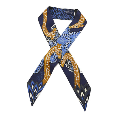 Hermes Silk The Three Graces Twilly Bleu Nuit Gold Black 1 of 3