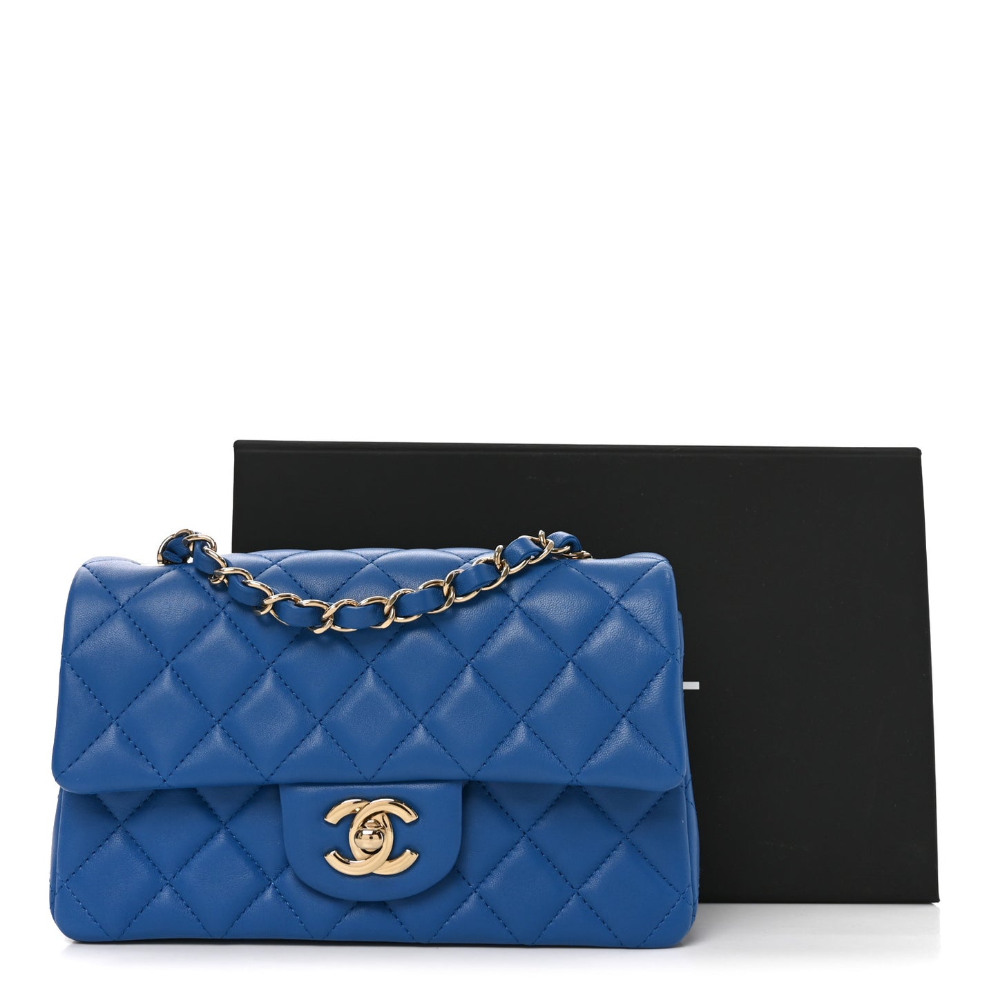 Lambskin Quilted Mini Rectangular Flap Blue
