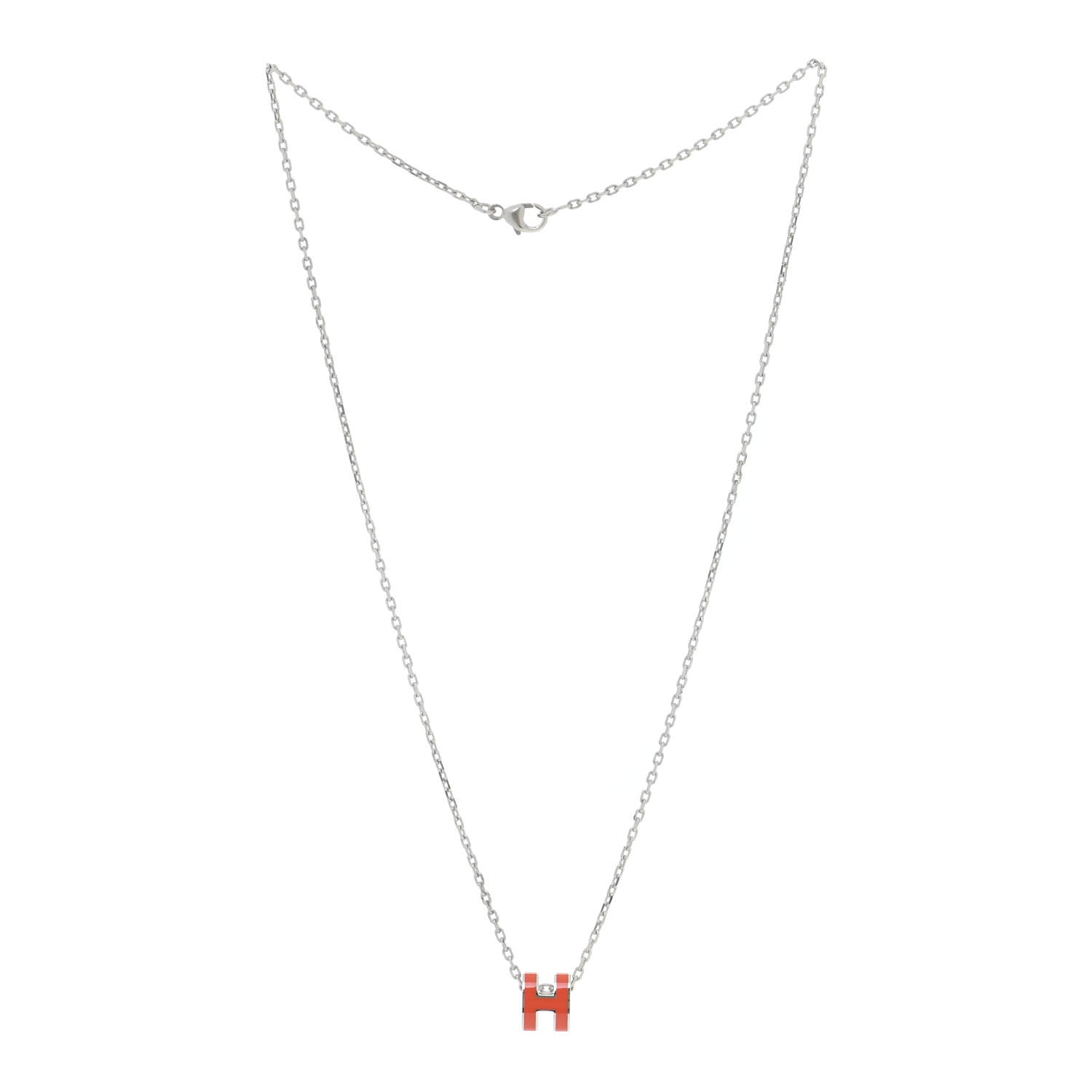 Hermes Palladium Mini Pop H Necklace Orange 3 of 5