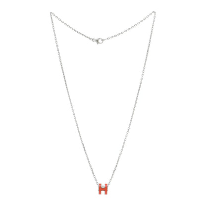 Hermes Palladium Mini Pop H Necklace Orange 3 of 5