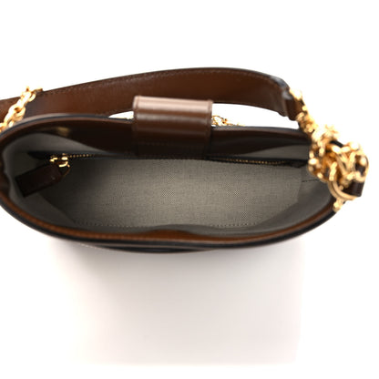 Gucci GG Supreme Monogram Azalea Calfskin Retro Interlocking G Chain Shoulder Bag Beige Ebony Brown Sugar 5 of 9