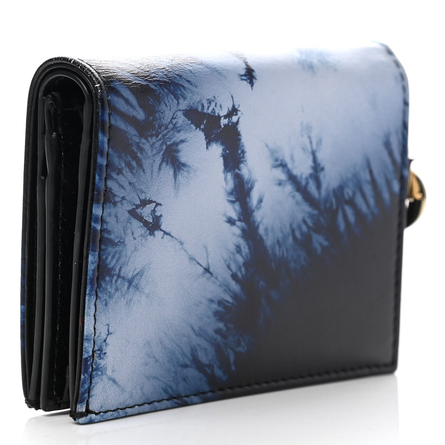 Calfskin Tie Mini Lady Dior Wallet Blue Multicolor