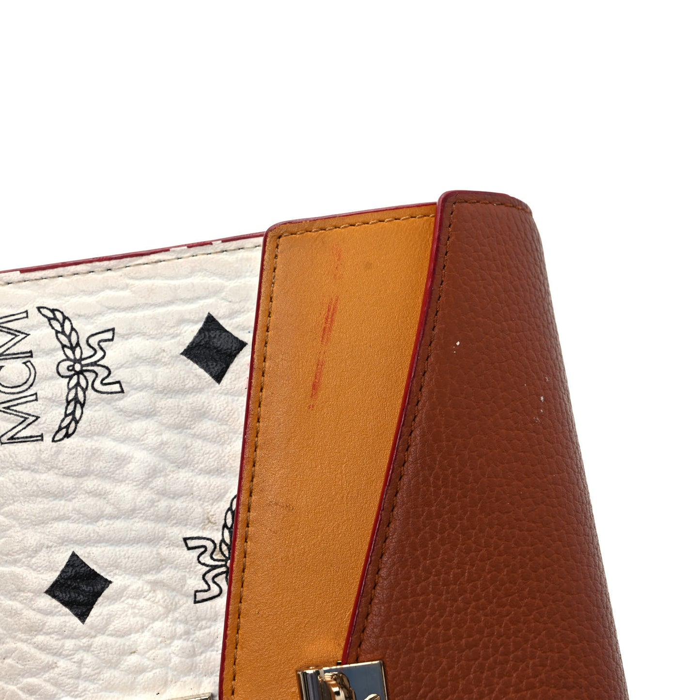 Calfskin Visetos Monogram Patricia Color Block Wallet On Chain Cognac White