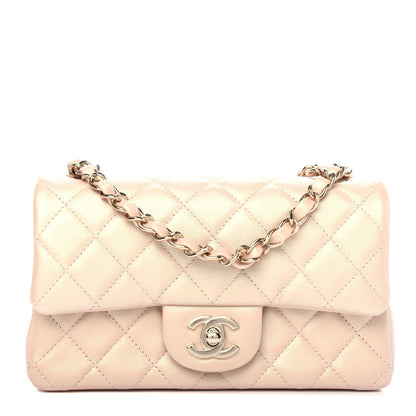 Chanel Iridescent Calfskin Quilted Mini Rectangular Flap Beige 1 of 11