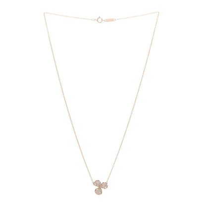Tiffany 18K Rose Gold Diamond Paper Flowers Pave Pendant Necklace 3 of 6