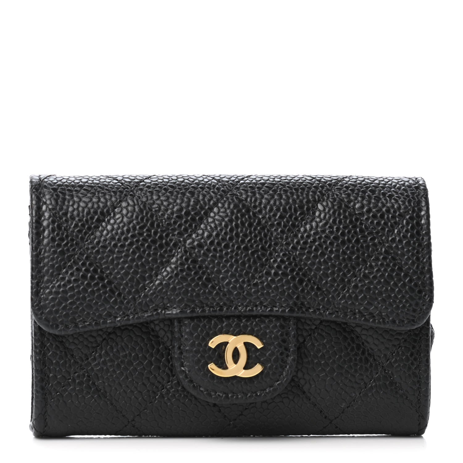 Chanel Caviar Quilted Flap Card Holder Wallet Black 1 of 4