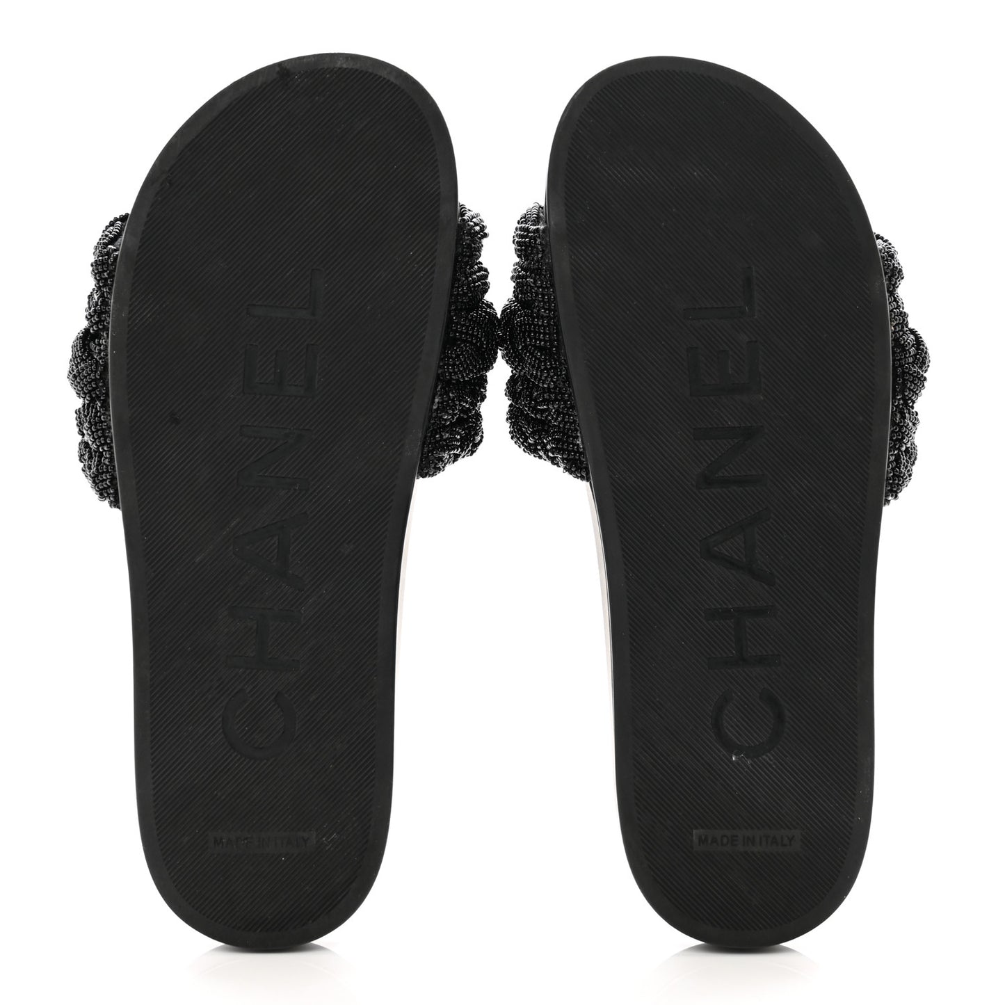 Lambskin Pearl Beaded Woven Slides 38 Black