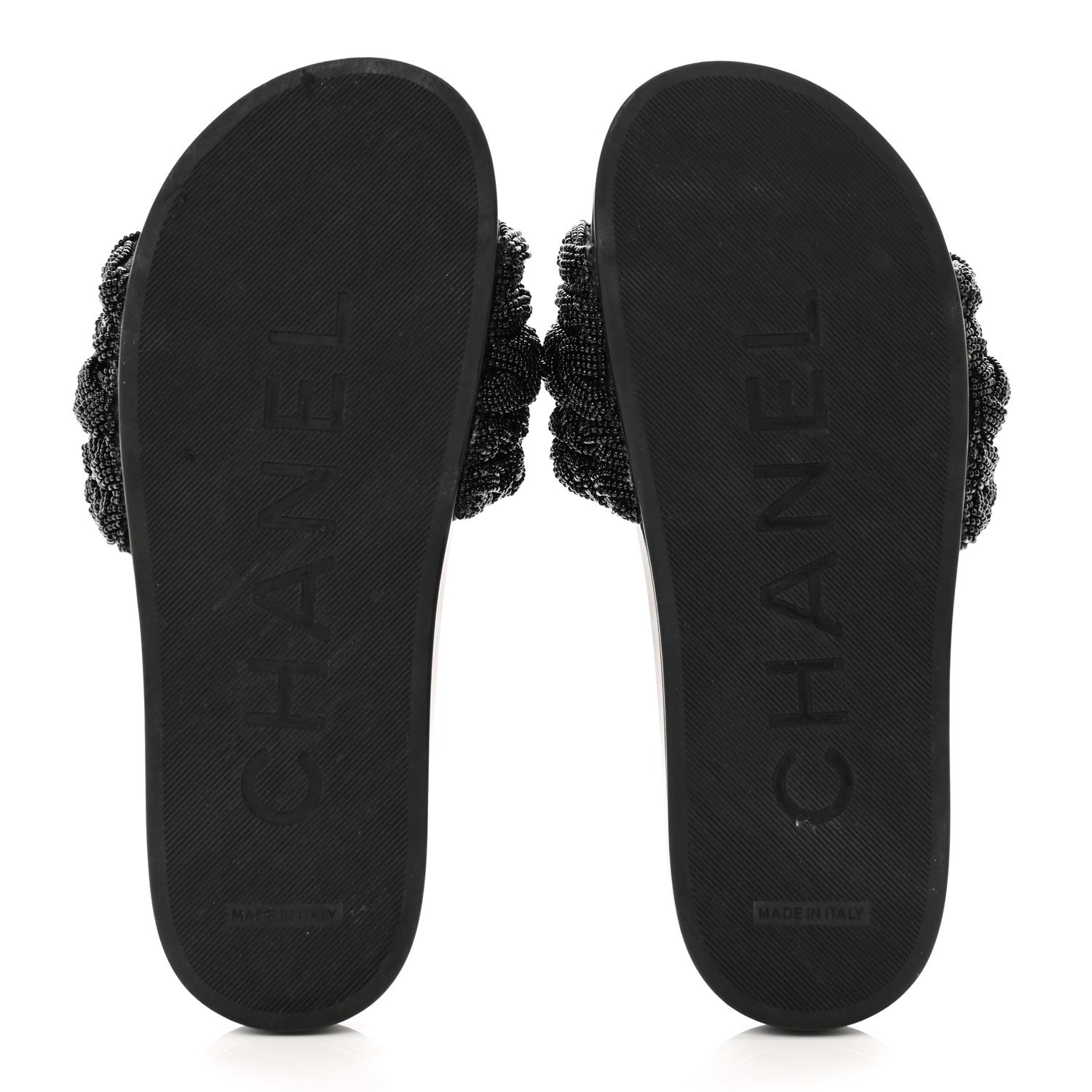 Chanel Lambskin Pearl Beaded Woven Slides 38 Black 5 of 8