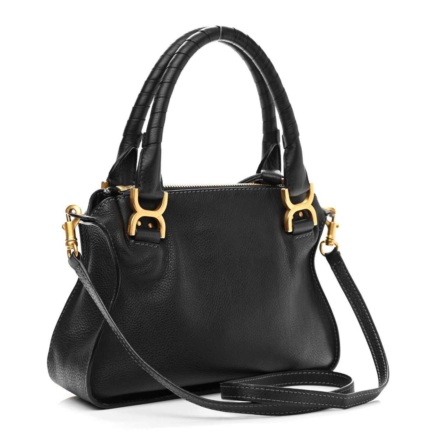 Calfskin Small Marcie Satchel Black