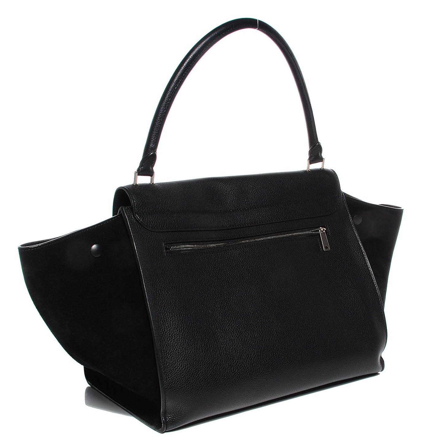 Drummed Calfskin Suede Large Trapeze Black