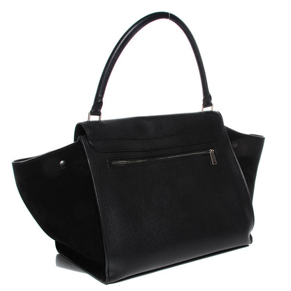 Celine Drummed Calfskin Suede Large Trapeze Black 3 of 8