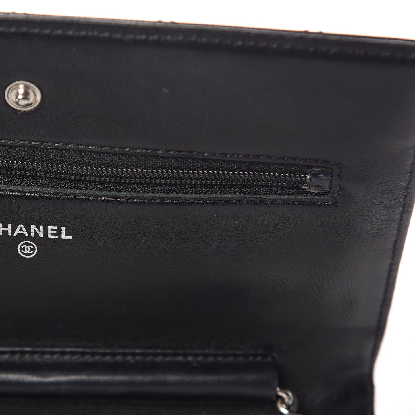 Striated Patent Quilted Wallet on Chain WOC Black