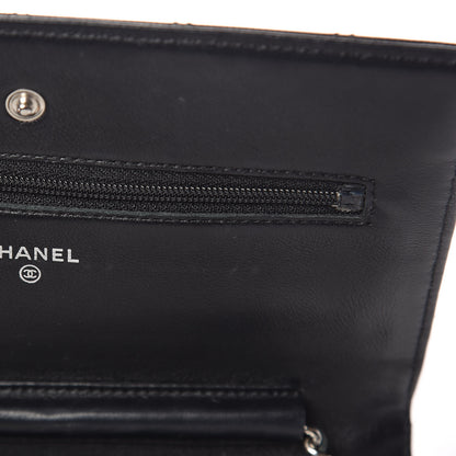 Chanel Striated Patent Quilted Wallet on Chain WOC Black 14 of 16