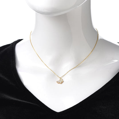 Van Cleef & Arpels 18K Yellow Gold Mother of Pearl Sweet Alhambra Butterfly Pendant Necklace 2 of 7