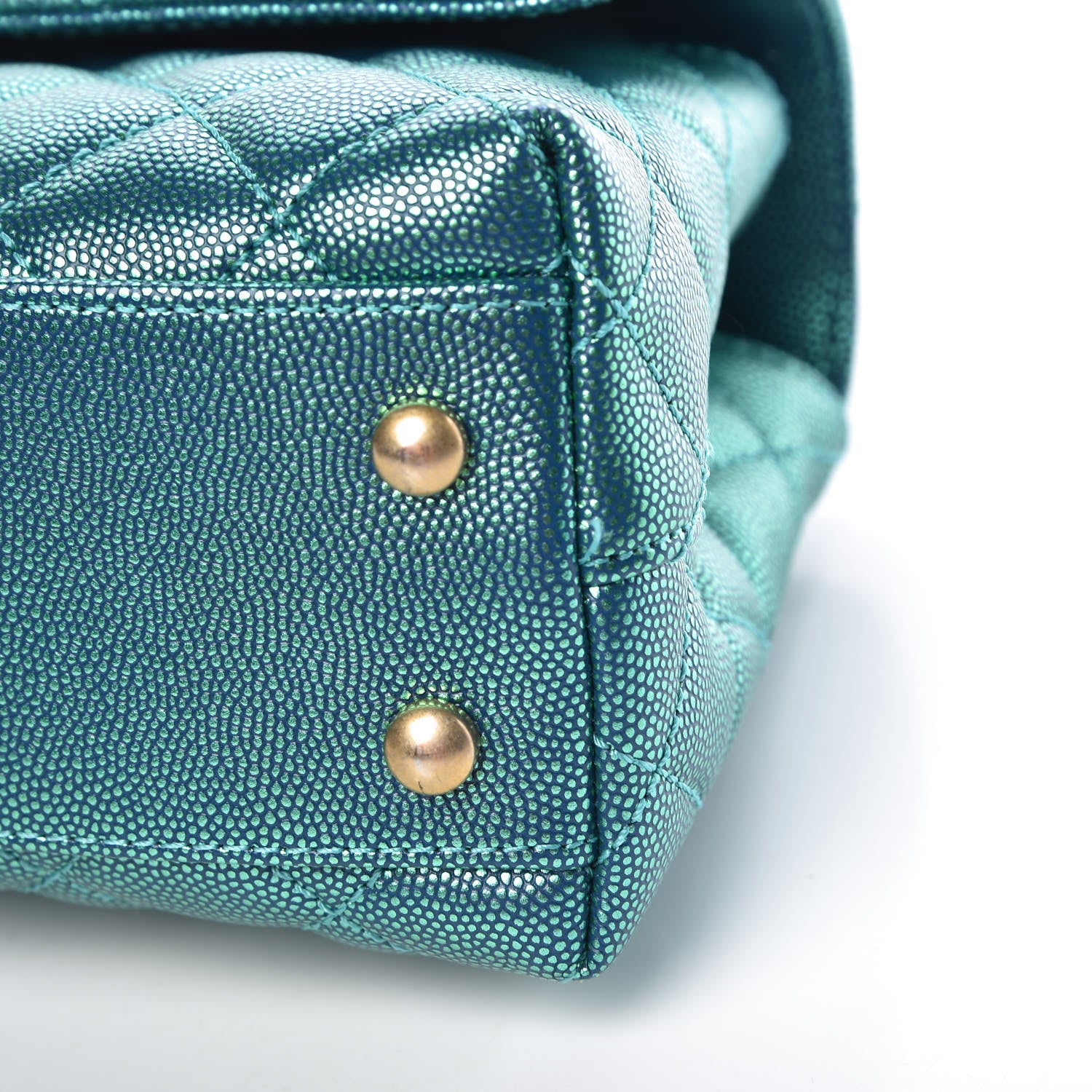 Chanel Metallic Caviar Quilted Mini Coco Handle Flap Blue 11 of 12