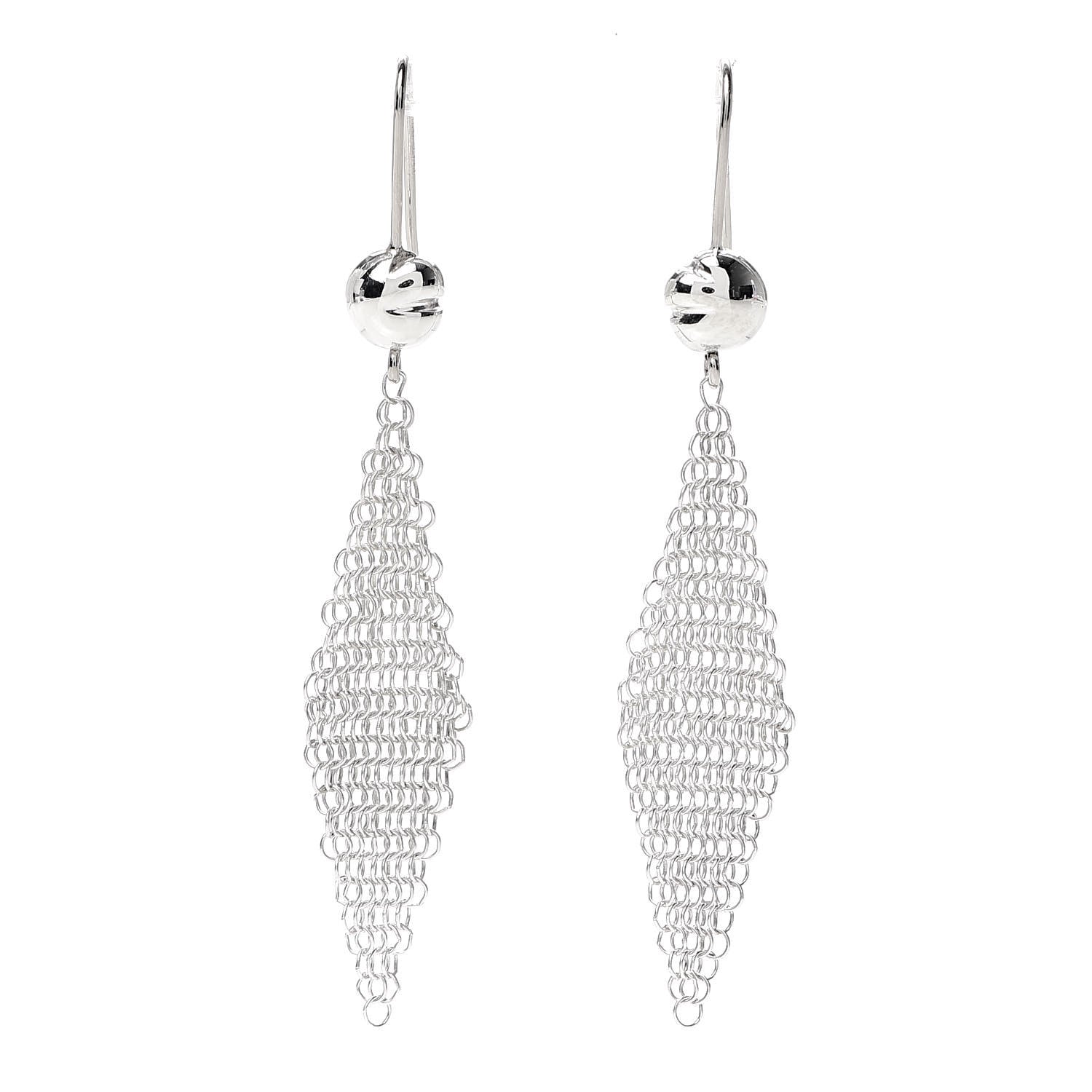 Tiffany Sterling Silver Small Elsa Peretti Mesh Earrings 1 of 4