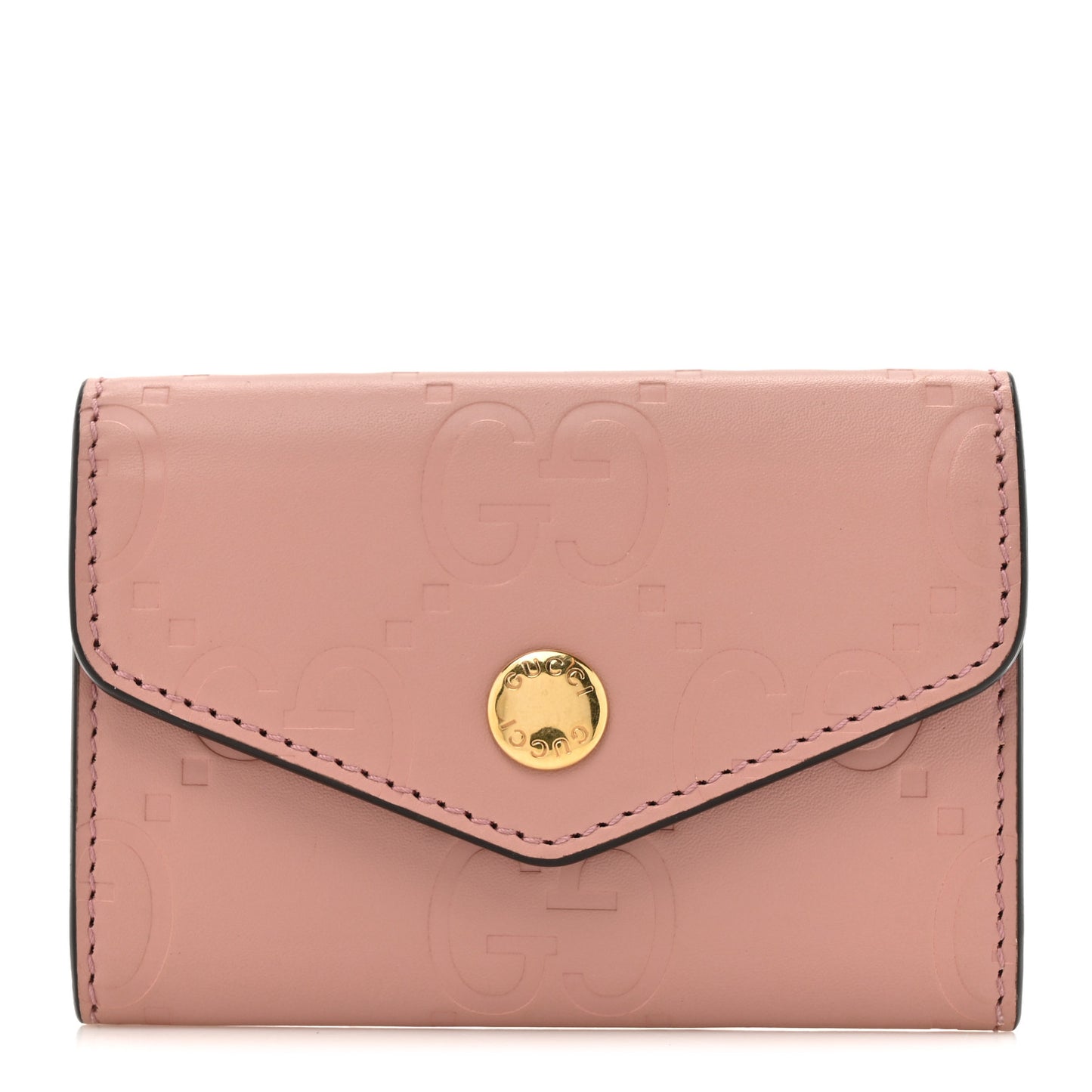 Calfskin Jumbo GG Embossed Snap Wallet Soft Pink
