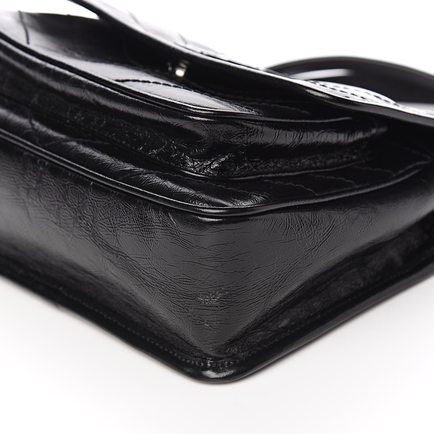 Saint Laurent Crinkled Calfskin Matelasse Monogram Baby Niki Chain Satchel Black 9 of 10