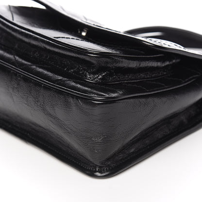 Saint Laurent Crinkled Calfskin Matelasse Monogram Baby Niki Chain Satchel Black 9 of 10