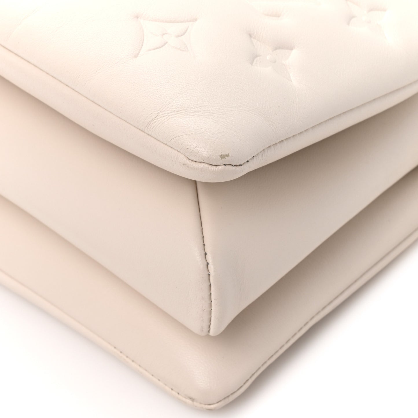 Lambskin Embossed Monogram Coussin PM Beige Cream