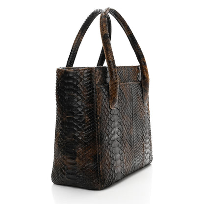 Chanel Snakeskin Executive Cerf Shopper Tote Dark Brown 4 of 16