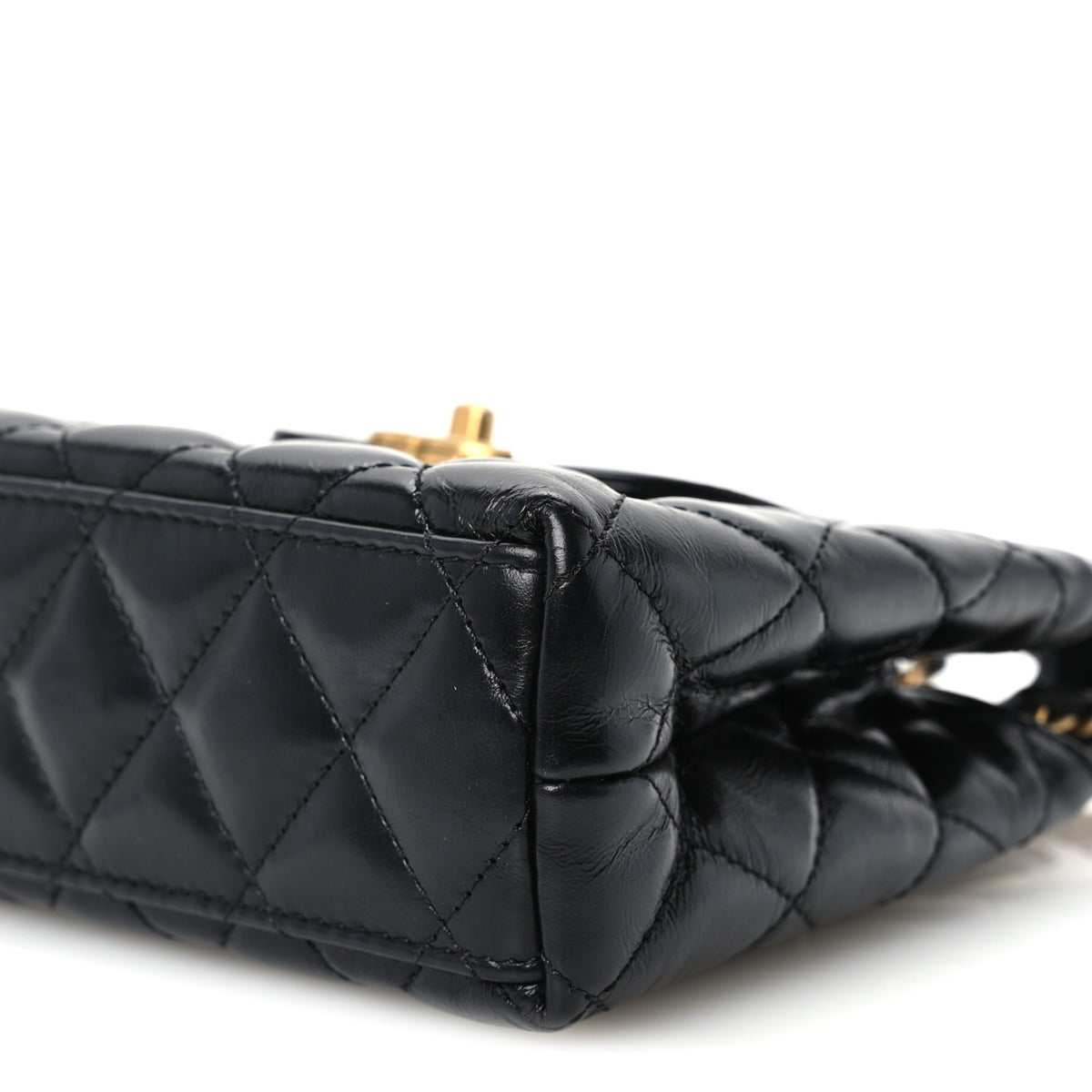 Chanel Shiny Aged Calfskin Quilted Nano Kelly Shopper Black 10 of 11
