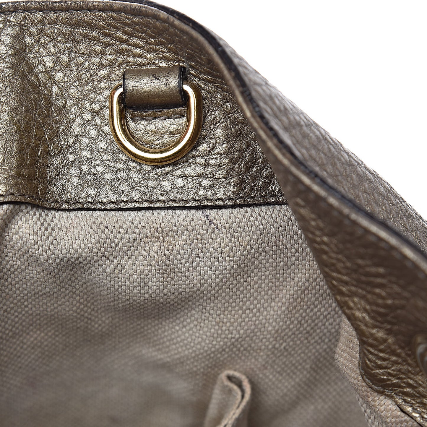 Metallic Pebbled Calfskin Medium Soho Chain Shoulder Bag Golden Beige