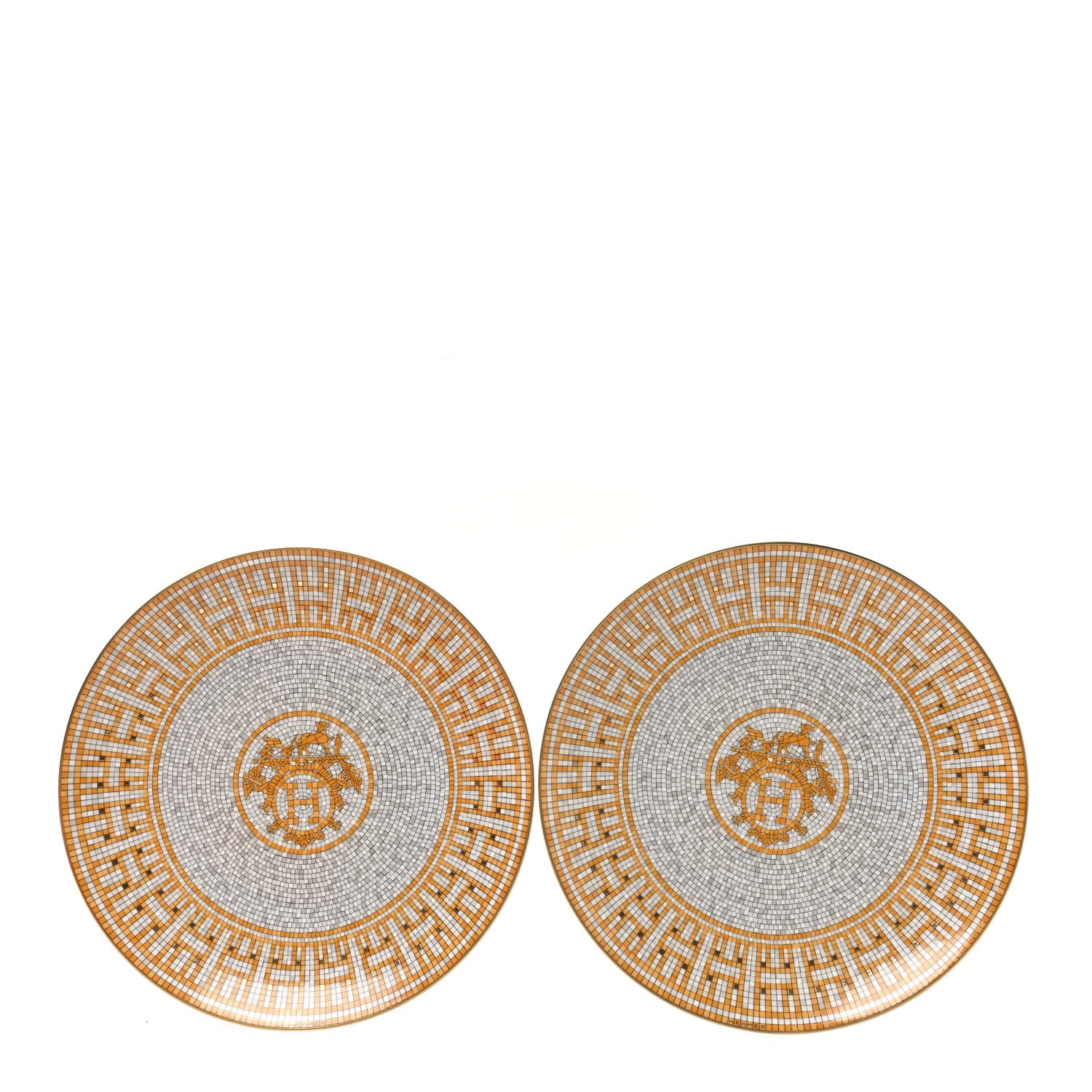 Hermes Porcelain Mosaique au 24 Dessert Plate Set of 2 1 of 5