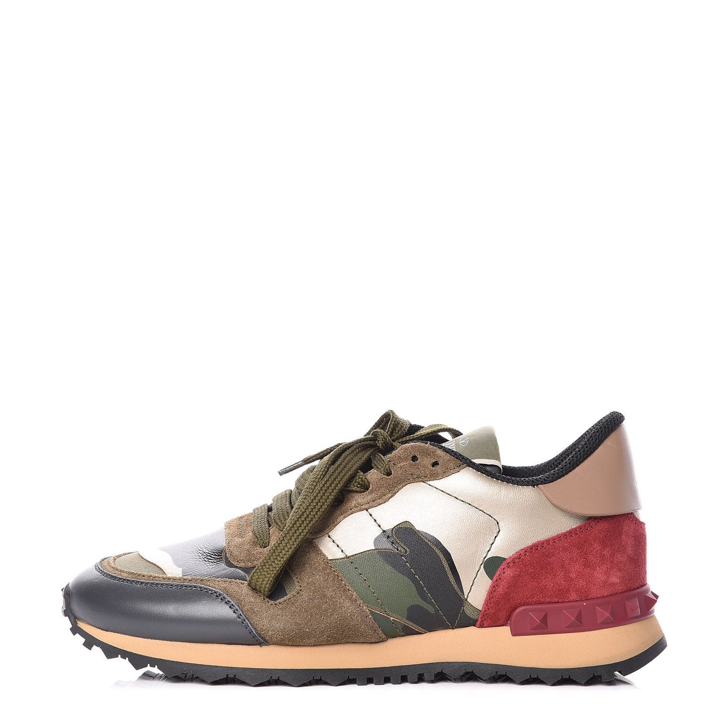 Nappa Fabric Suede Camouflage Womens Rockrunner Sneakers 35.5 Army Green Platino