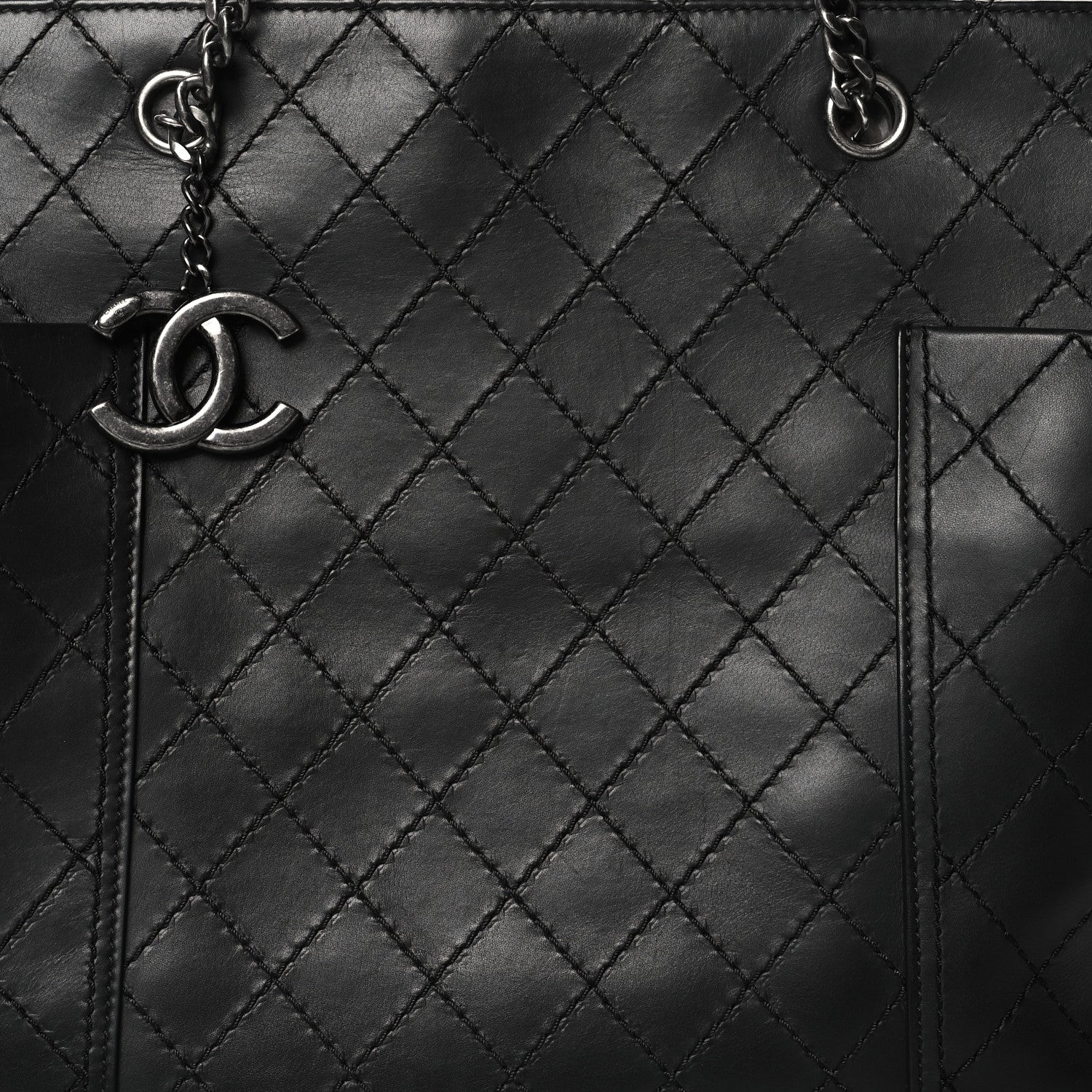 Chanel Lambskin Stitched Shopping Tote Black 8 of 12