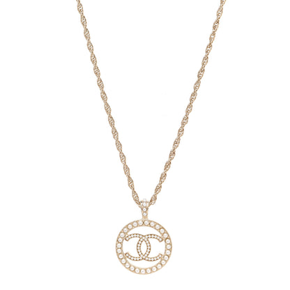 Chanel Pearl CC Round Pendant Necklace Gold 1 of 6