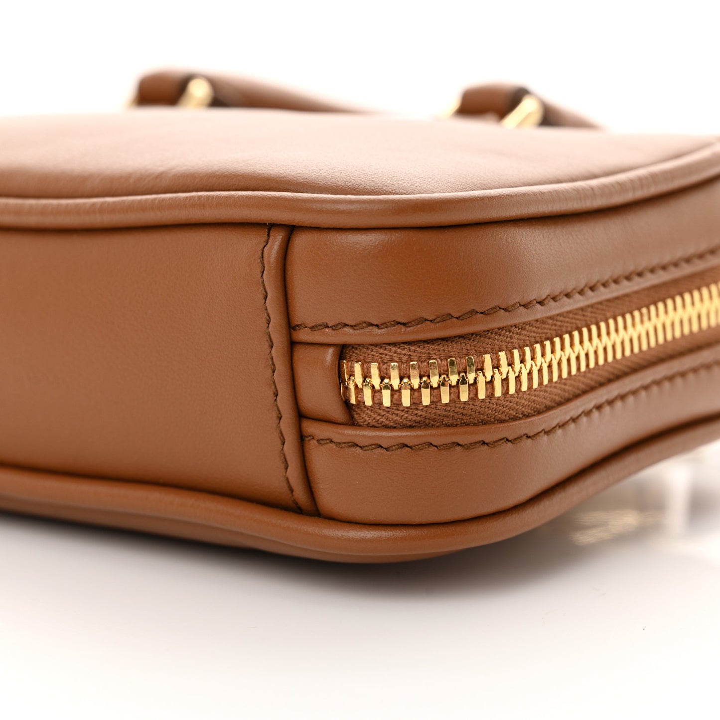 Calfskin Mini Arcadie Top Handle Bag Cognac