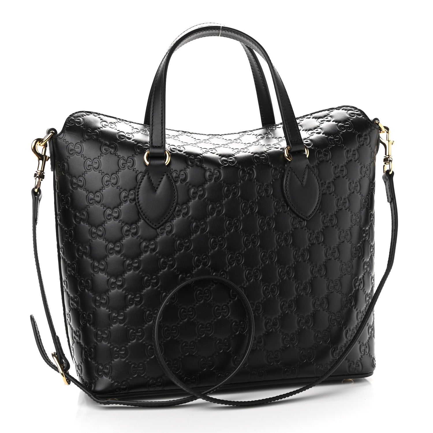 Gucci Guccissima Linea A Foldover Tote Black 3 of 10