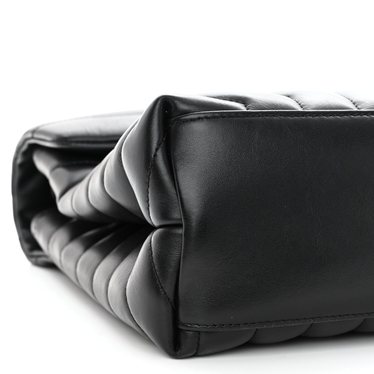 Calfskin Y Quilted Monogram Monochrome Medium Loulou Chain Satchel Black