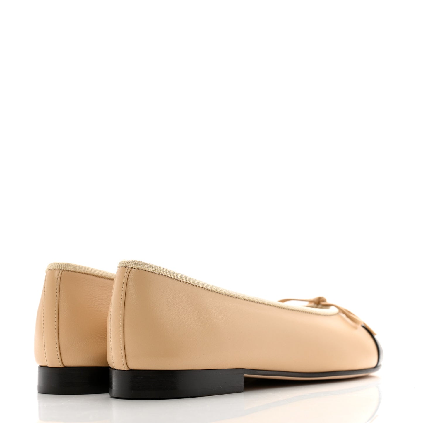 Lambskin Cap Toe CC Ballerina Flats 37 Beige Black
