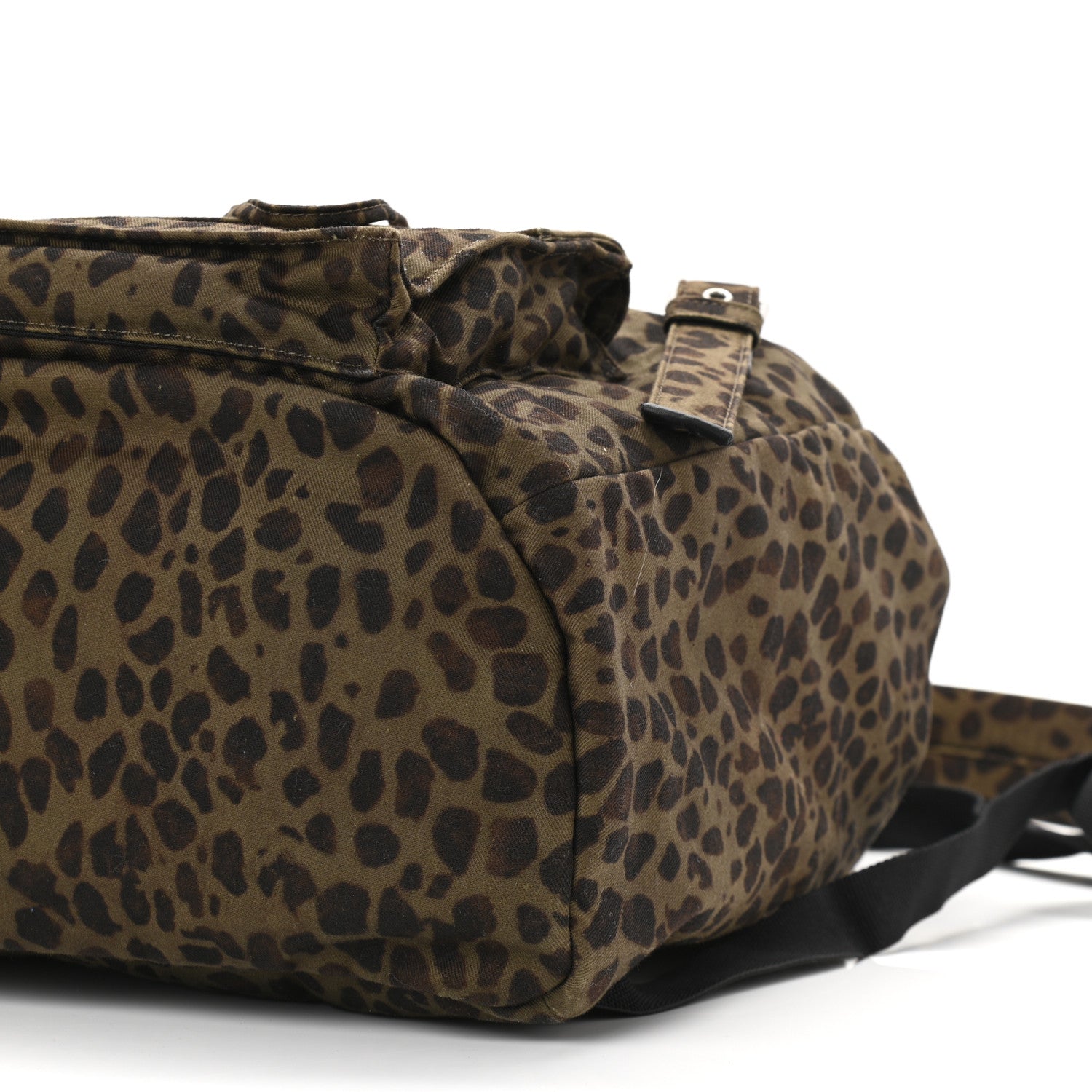 Saint Laurent Gabardine Leopard Noe Backpack Khaki Black 9 of 9