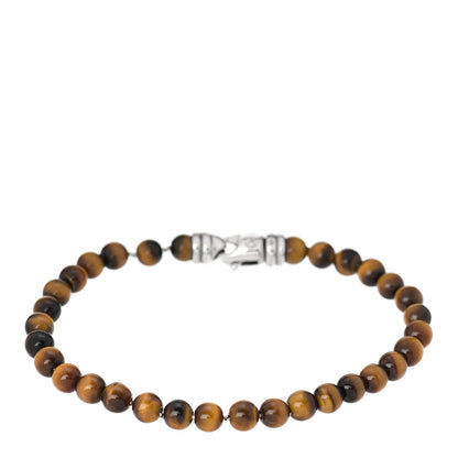 David Yurman Sterling Silver Red Tiger Eye 6mm Spiritual Beads Bracelet 1 of 4