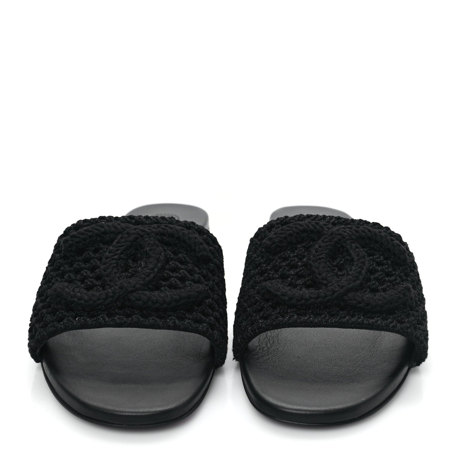 Chanel Crochet CC Mules Sandals 39 Black 2 of 9