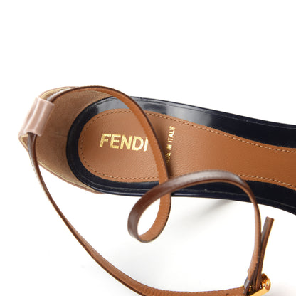 Fendi Calfskin Checkered Ankle Strap Sandals 39 Multicolor 7 of 7