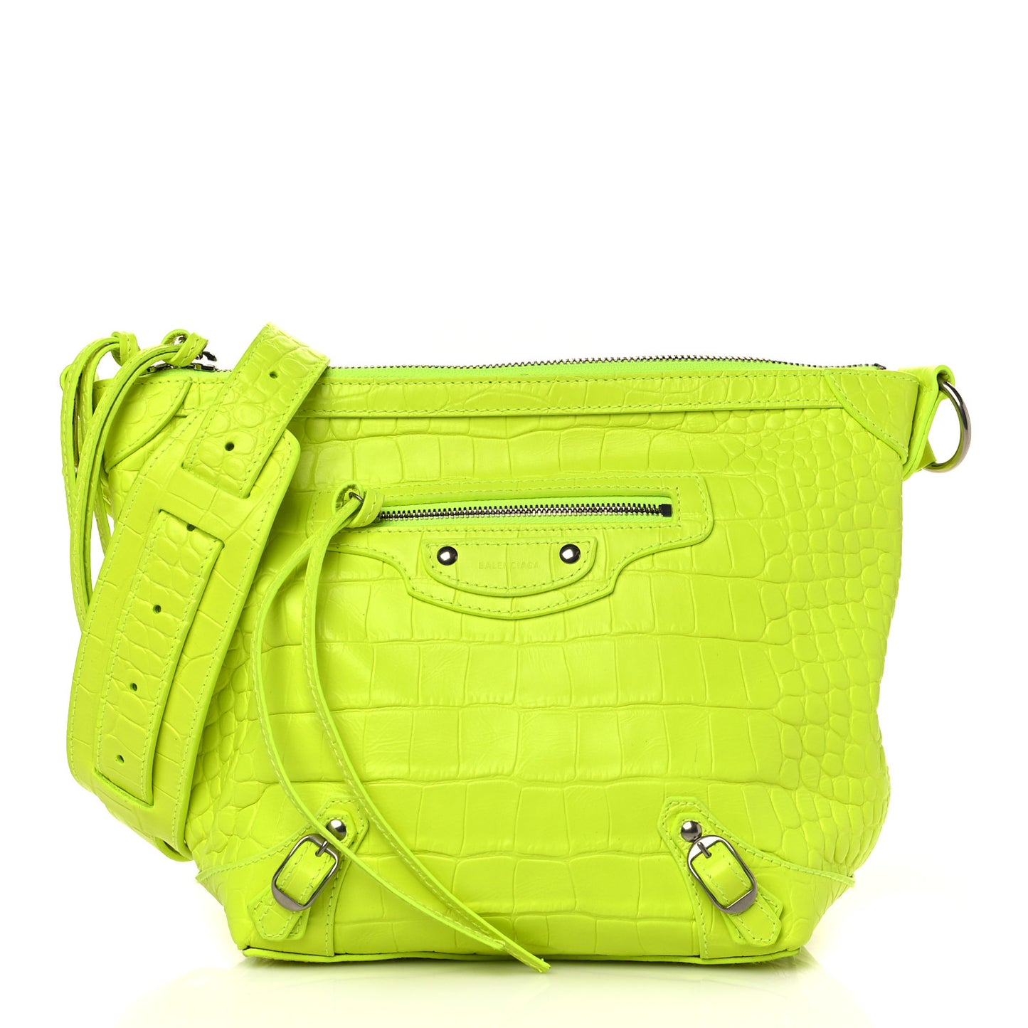Extra Supple Calfskin Crocodile Embossed Neo Classic Hardware Hobo XS Flou Yellow
