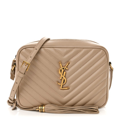 Saint Laurent Calfskin Matelasse Monogram Lou Camera Bag Dark Beige 1 of 12